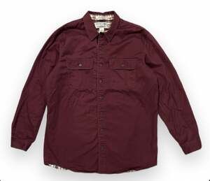 LL Bean VTG Chamois Burgandy Button Up Shirt Jacket Flannel Lining Men’s L Tall